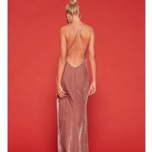 Reformation Rimini Velvet Maxi Dress Gown  in Blush